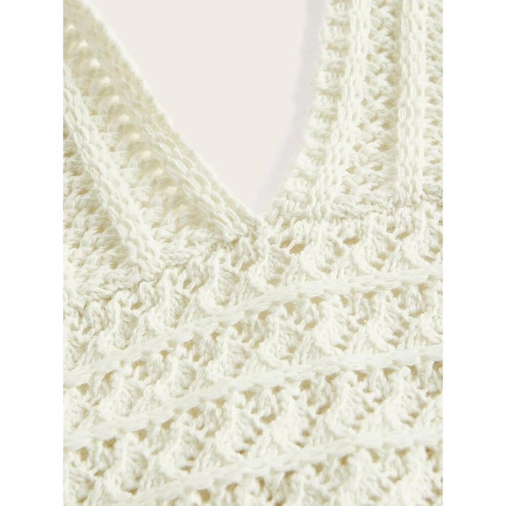 Women Lace Up Backless Crochet Crop Halter Top Boho Summer Streetwear - Picture 4 of 7